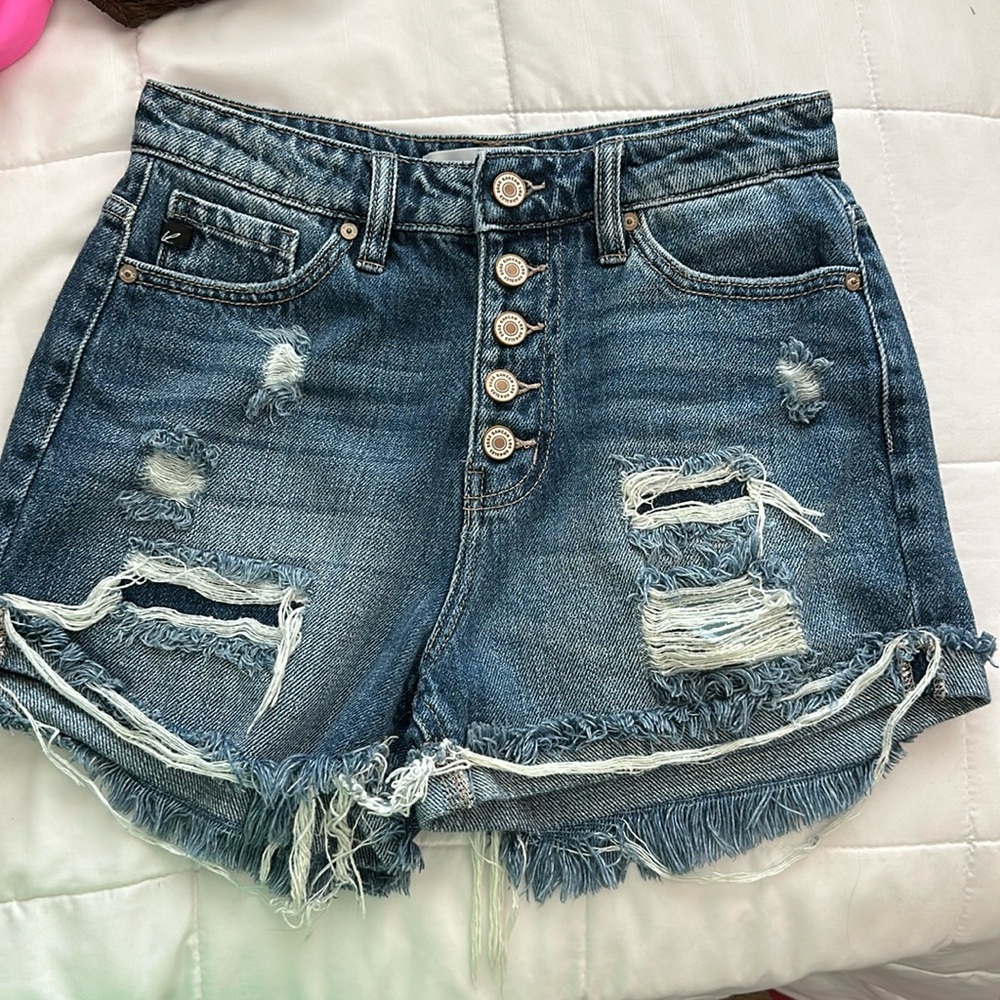 Kan Can Distressed Denim Cut Off Shorts